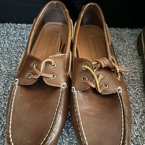Tommy Hilfiger Brown Leather Boat Shoes